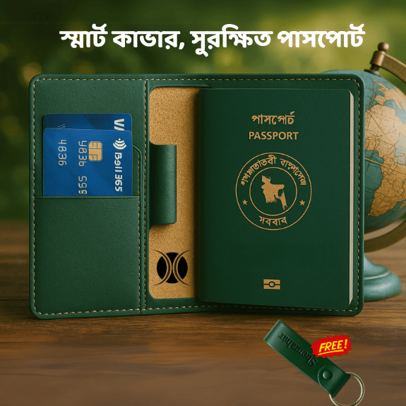 প্রিমিয়াম লেদার পাসপোর্ট কভার - সামনের দৃশ্য