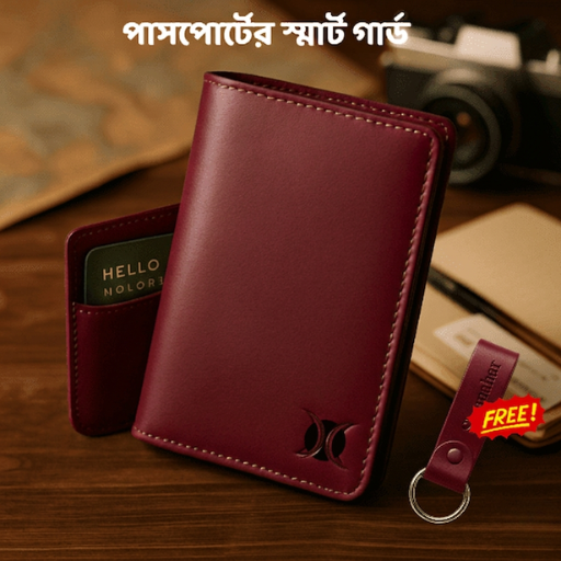 প্রিমিয়াম লেদার পাসপোর্ট কভার - সামনের দৃশ্য