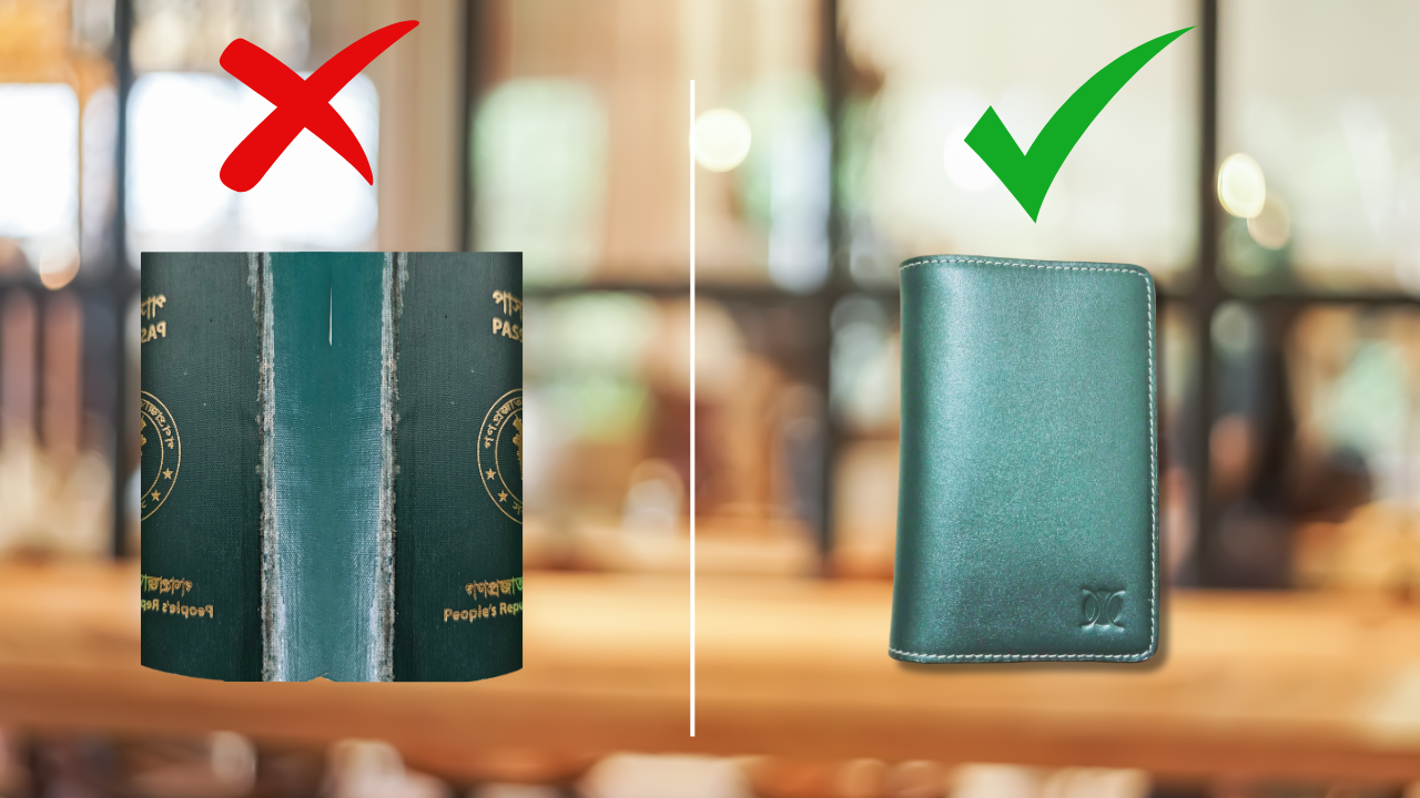 প্রিমিয়াম লেদার পাসপোর্ট কভার - ১০০% অরিজিনাল হালাল গরুর চামড়া