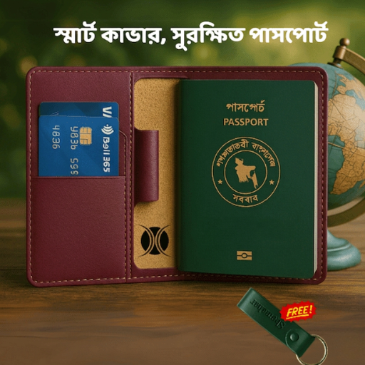 প্রিমিয়াম লেদার পাসপোর্ট কভার - সামনের দৃশ্য