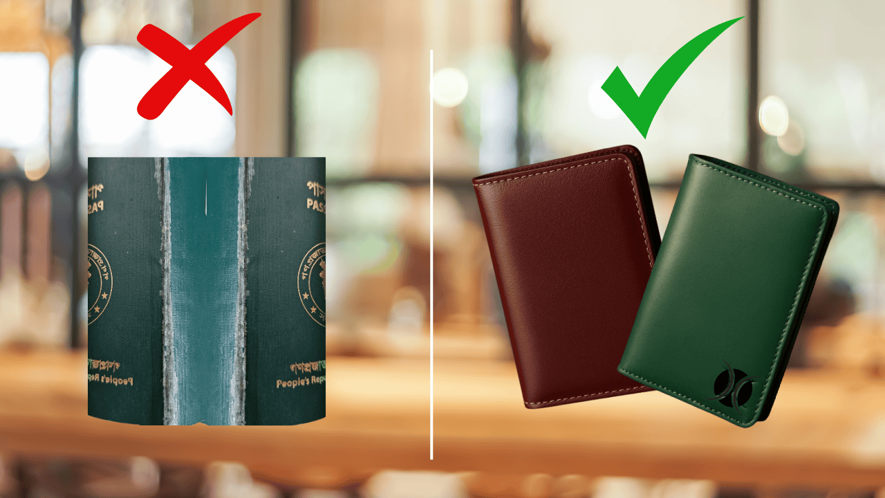 প্রিমিয়াম লেদার পাসপোর্ট কভার - ১০০% অরিজিনাল হালাল গরুর চামড়া